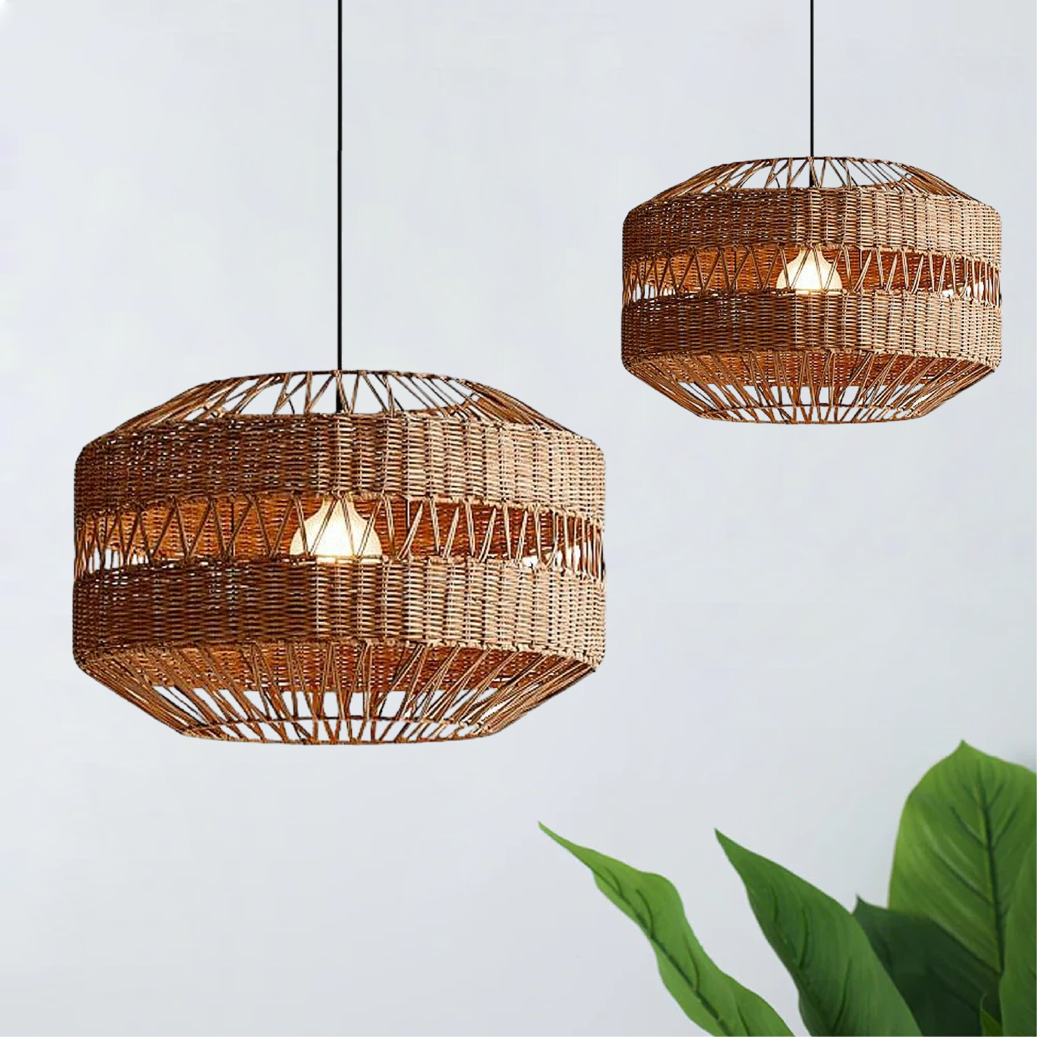 Bmboo™ Luxury Bamboo Pendant Lamp | Organic Natural Rattan Design | 60W Cable-Powered Light for Modern Interiors