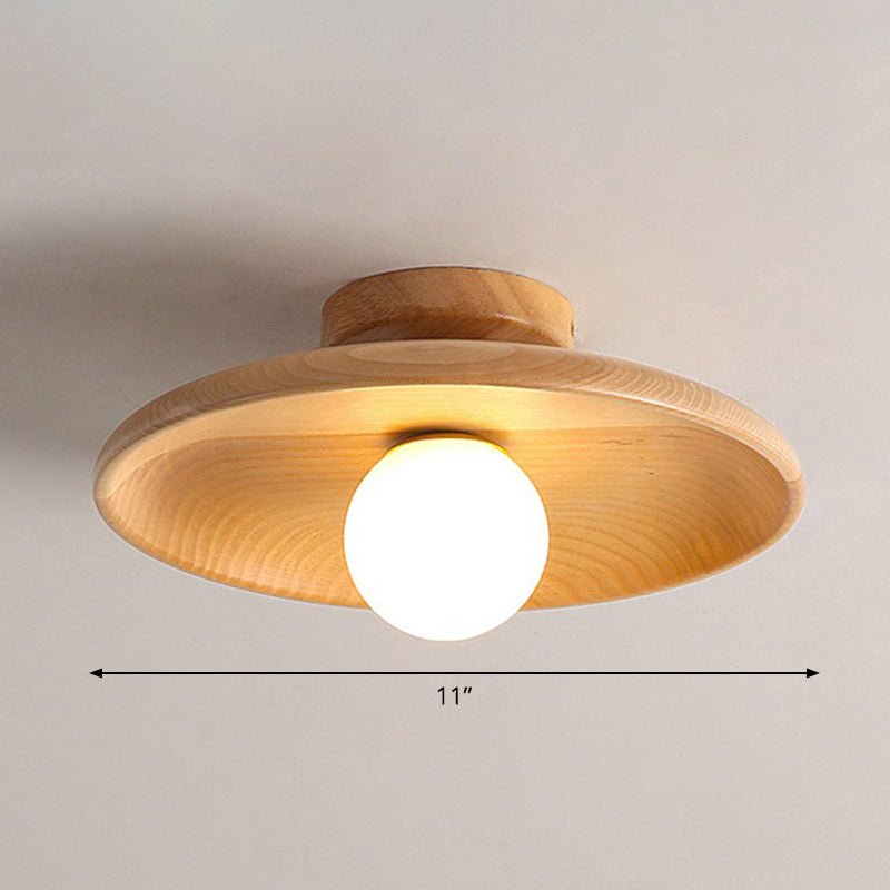 Minimalist Bowl-Shaped Ceiling Lamp for Bedroom & Living Room | Wooden Flush Mount Light | G9 LED Compatible | 28cm