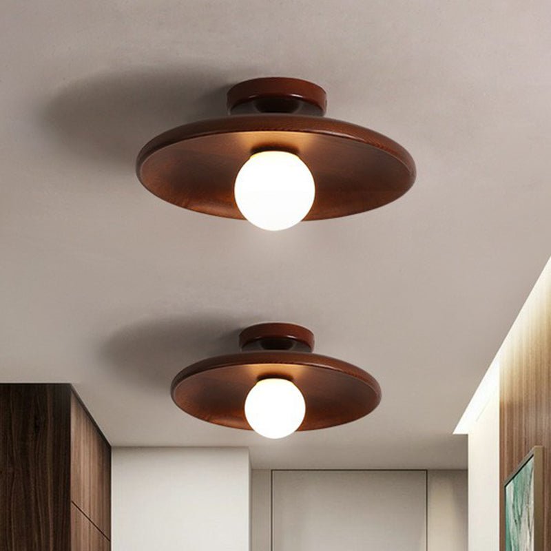 Minimalist Bowl-Shaped Ceiling Lamp for Bedroom & Living Room | Wooden Flush Mount Light | G9 LED Compatible | 28cm