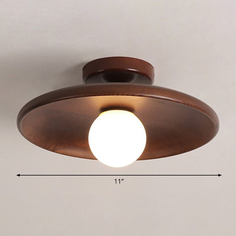 Minimalist Bowl-Shaped Ceiling Lamp for Bedroom & Living Room | Wooden Flush Mount Light | G9 LED Compatible | 28cm