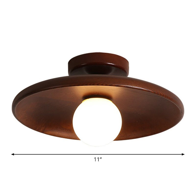 Minimalist Bowl-Shaped Ceiling Lamp for Bedroom & Living Room | Wooden Flush Mount Light | G9 LED Compatible | 28cm