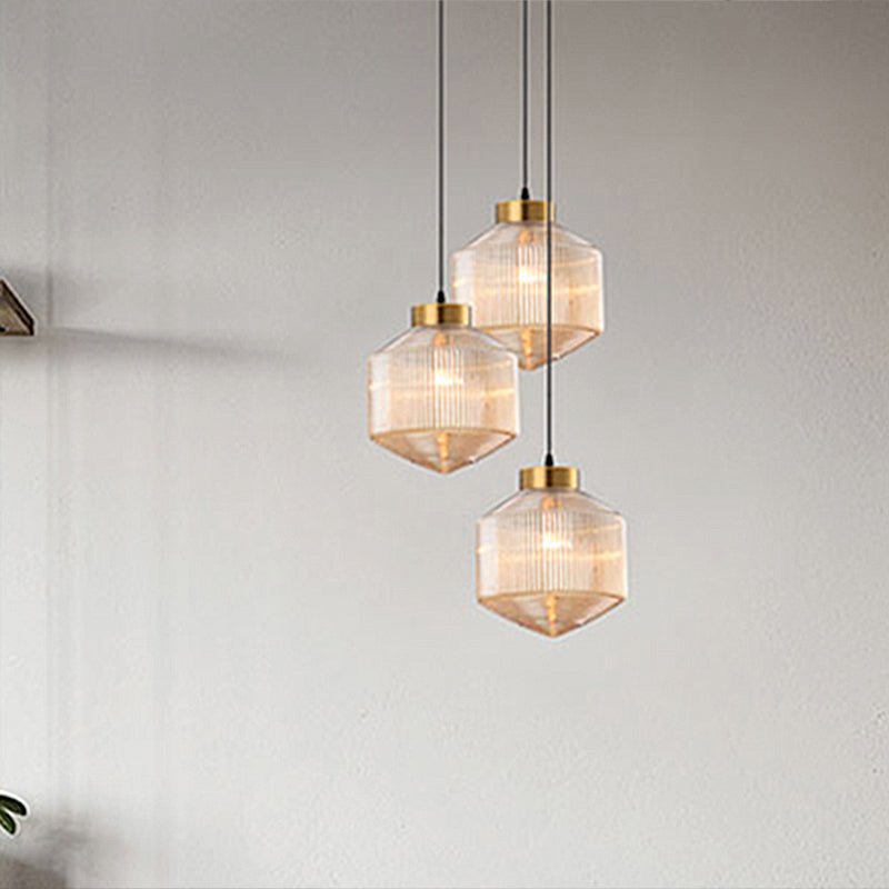 Modern Drum Pendant Lamp Glass Ceiling Light | E26/E27 Socket Hanging Fixture | Minimalist Indoor Lighting Ø25cm