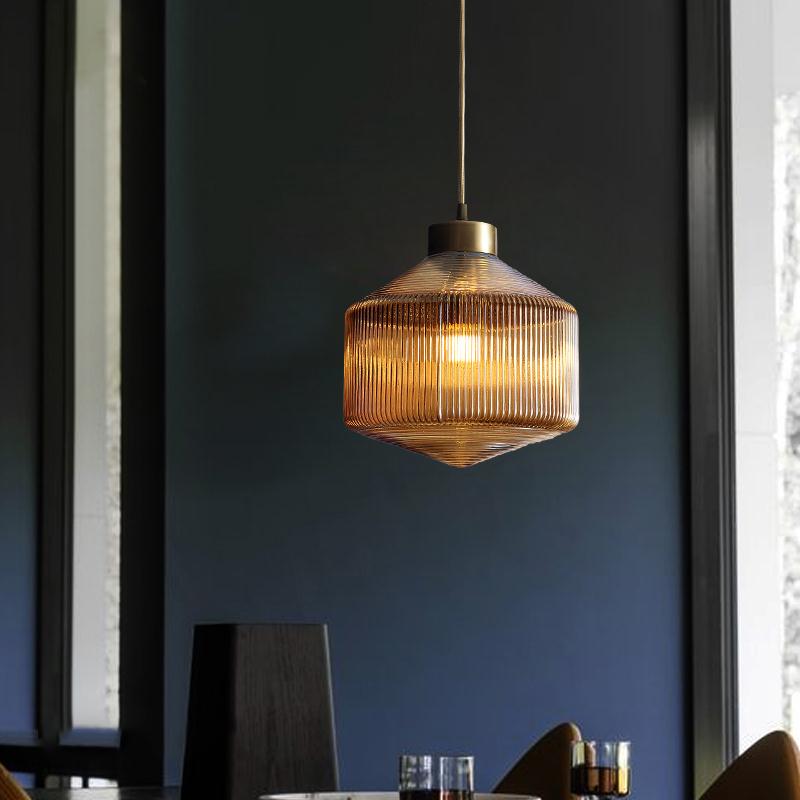 Modern Drum Pendant Lamp Glass Ceiling Light | E26/E27 Socket Hanging Fixture | Minimalist Indoor Lighting Ø25cm