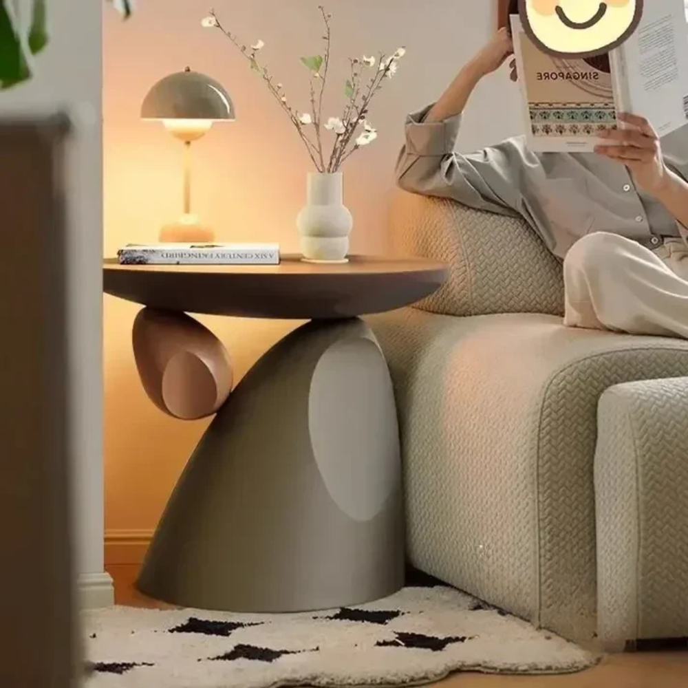 Alvèran Luxury Side Table with Storage | Modern Cream Accent Table for Living Room