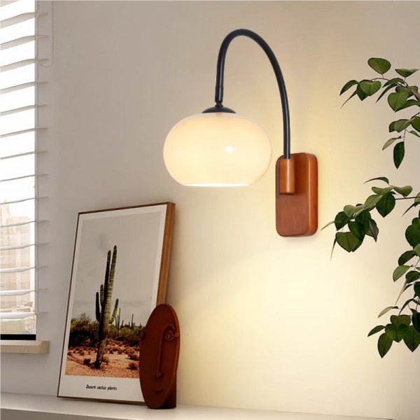 Bauhaus Persimmon Glass Wall Lamp Rotatable | E27 Wall Light Fixture | Modern Adjustable Lighting | 18 cm Decorative Lamp