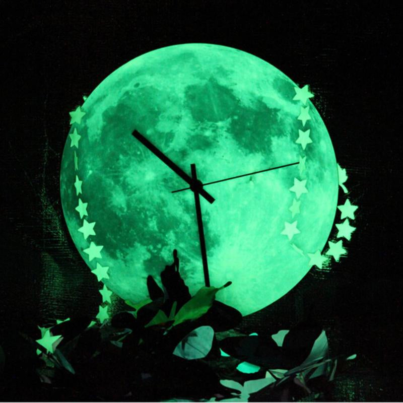 Moon Wall Clock Glow-in-the-Dark | Lunaris Glow Realistic Lunar Design | 30cm Illuminated Wall Decor | Bedroom Living Room Night Light