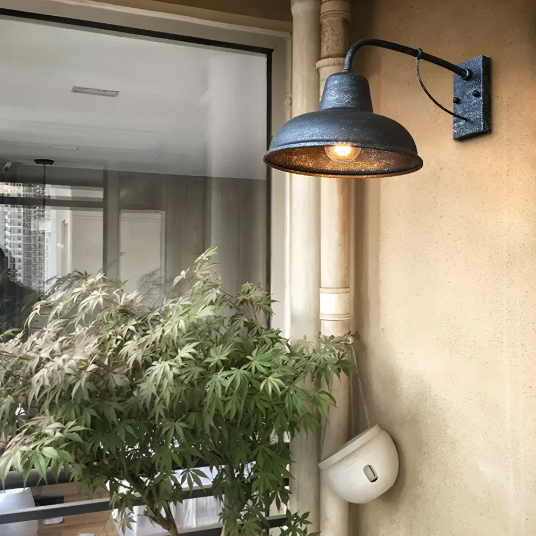 Lyvix Industrial Outdoor Wall Lamp | Vintage Iron Exterior Light | E26 Black Wall Lighting