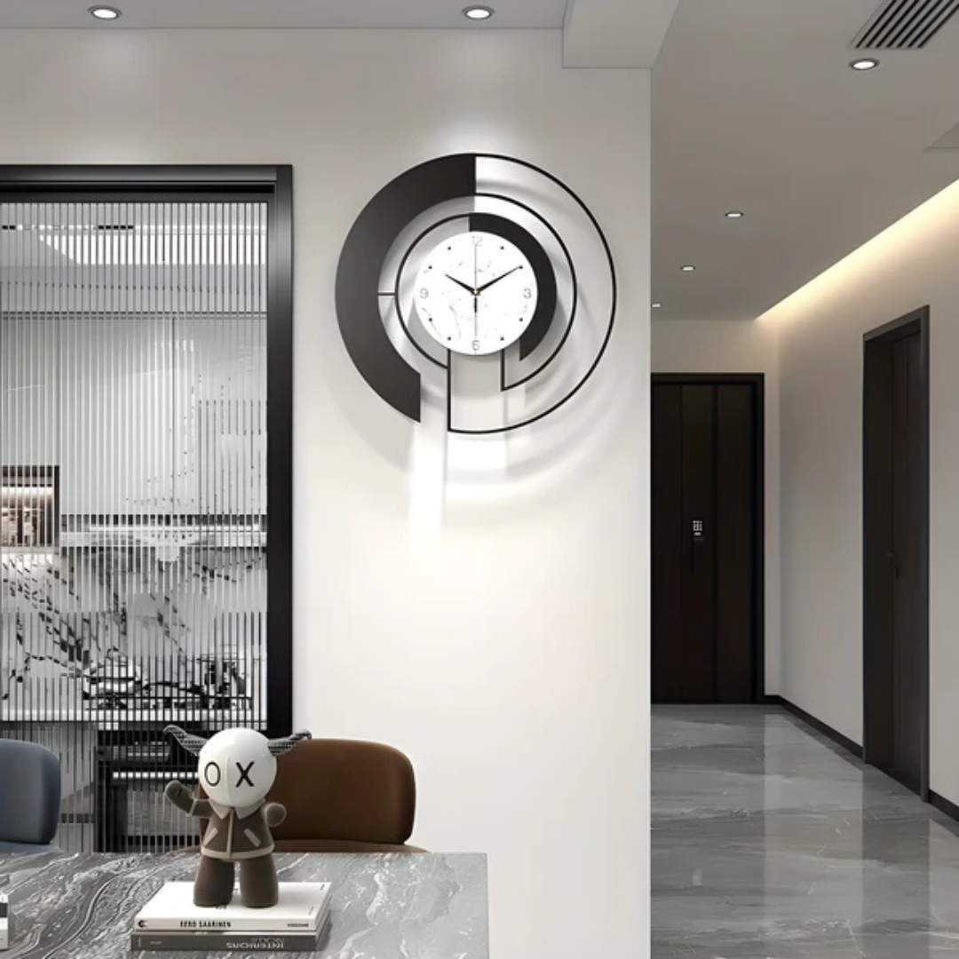 Minimalist Arc Wall Clock | Large Modern Silent Quartz Wall Clock for Living Room & Office | 46 cm Metal Design | Home Decor Statement Piece