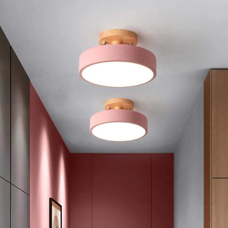 Modern LED Ceiling Lamp Made of Wood