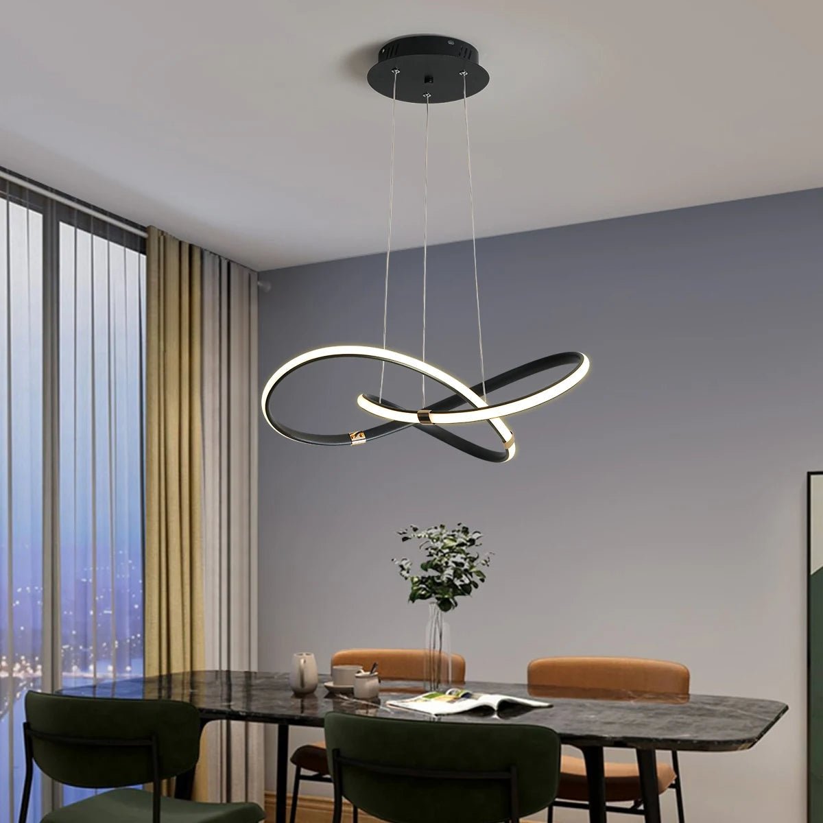 Emulance Luxe Pendant Lamp | Small Black & Gold Chandelier | 24W LED | Adjustable Hanging | 8–12m² Coverage