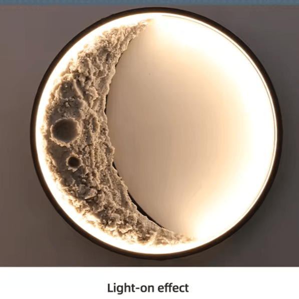 3D Moon Wall Lamp | Crescent LED Night Light | Aluminum & Resin Decorative Wall Light | Bedroom Living Room