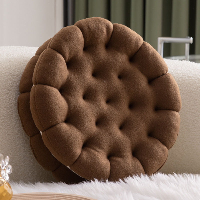 Ownkoti Cute Biscuit Circle Seat Cushion | Soft Round Chair Pad Floor Pillow | Comfortable Cotton Cushion for Home & Office