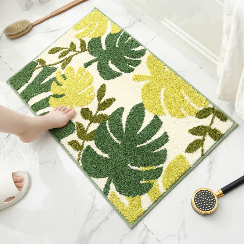 Palm Leaf Non-Slip Entryway Rug | Soft Absorbent Bath Mat for Bathroom, Kitchen & Home | Polyester Floor Rug 40x65 / 50x80cm