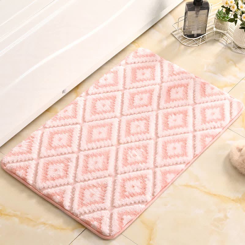 Diamond Lattice Soft Non-Slip Bath Mat | Memory Foam Absorbent Bathroom Rug | Plush Polyester Floor Mat for Bathroom & Entryway