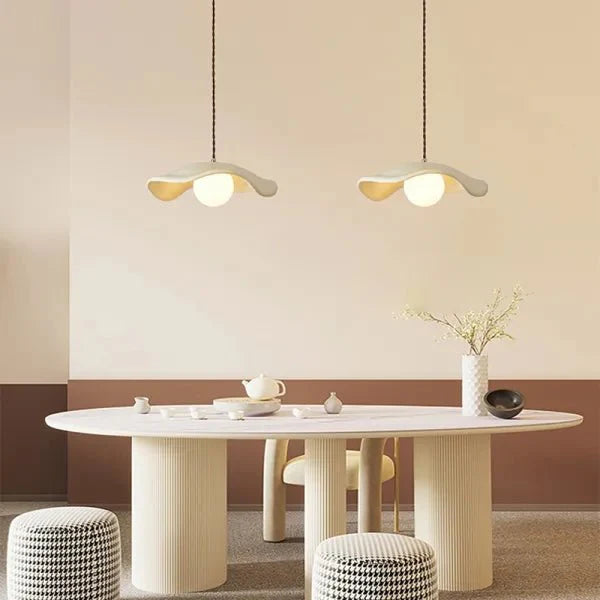Wabi Sabi Lotus Leaf Pendant Lamp Organic Dining Design | G9 Bulb Base | Metal & Resin | Minimalist Ambient Lighting