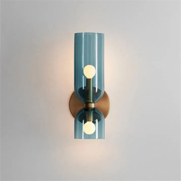 Double Head Glass Wall Lamp LED Sconce | E12 Bulb Base | Glass & Iron | Modern Indoor Lighting