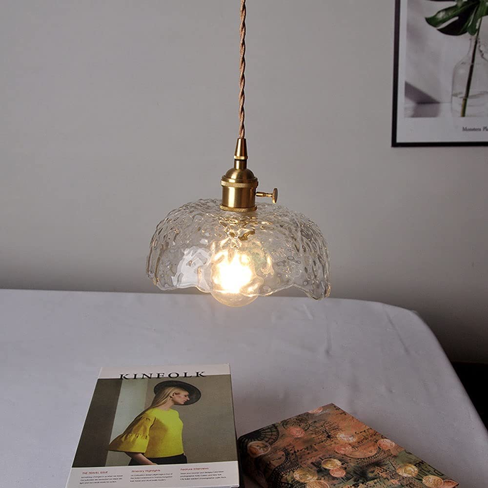 Irregular Glass Pendant Lamp | Brass & Glass Design | E27 Socket | Modern Decorative Hanging Light | Indoor Ceiling Lighting