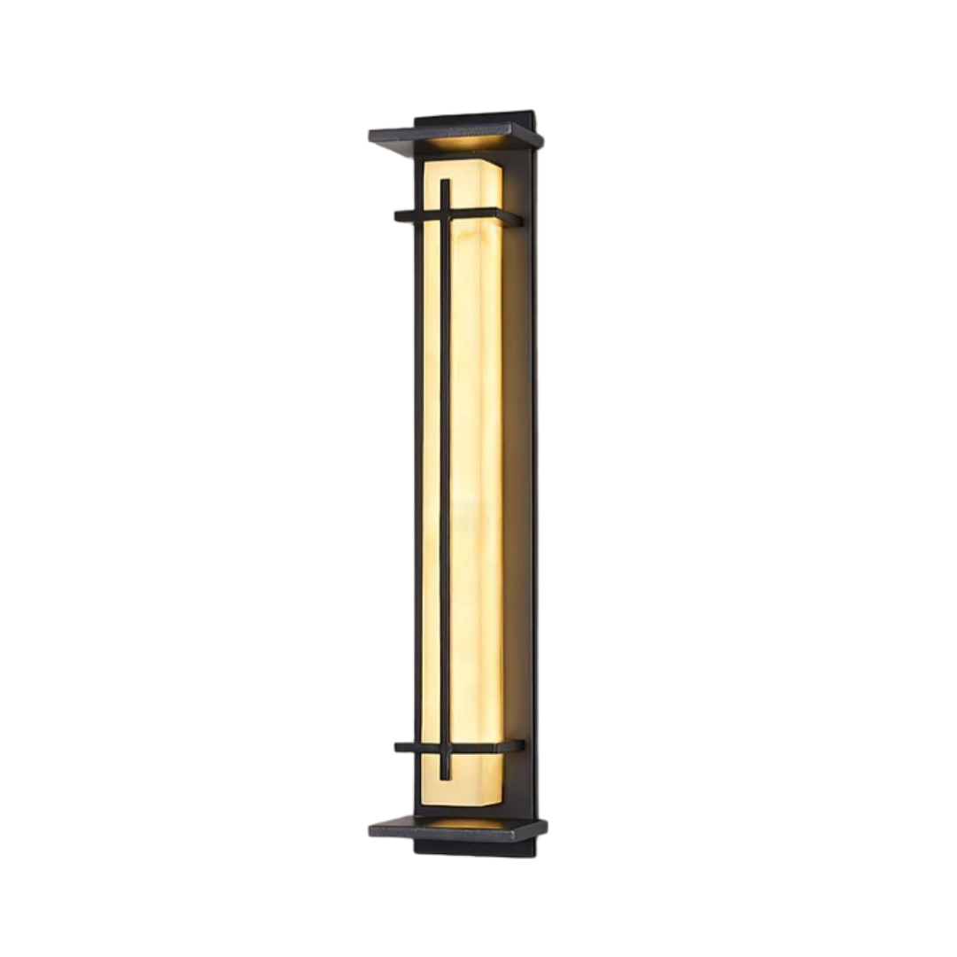 Modern LED Outdoor Wall Lamp for Garden & Terrace | IP65 Waterproof Stainless Steel Exterior Light | Black Marble Look Design | Minimalist Outdoor Lighting