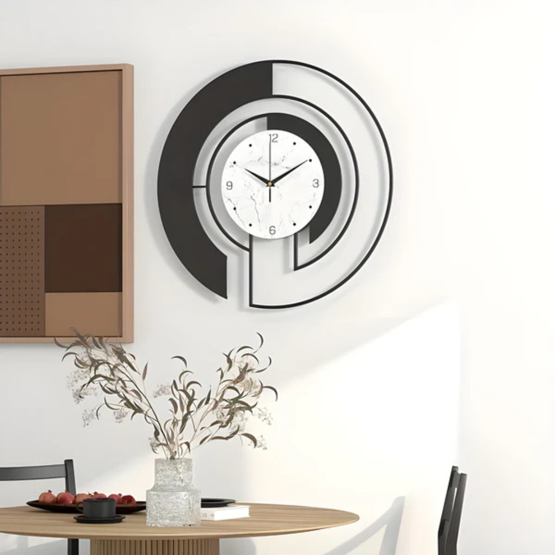 Minimalist Arc Wall Clock | Large Modern Silent Quartz Wall Clock for Living Room & Office | 46 cm Metal Design | Home Decor Statement Piece