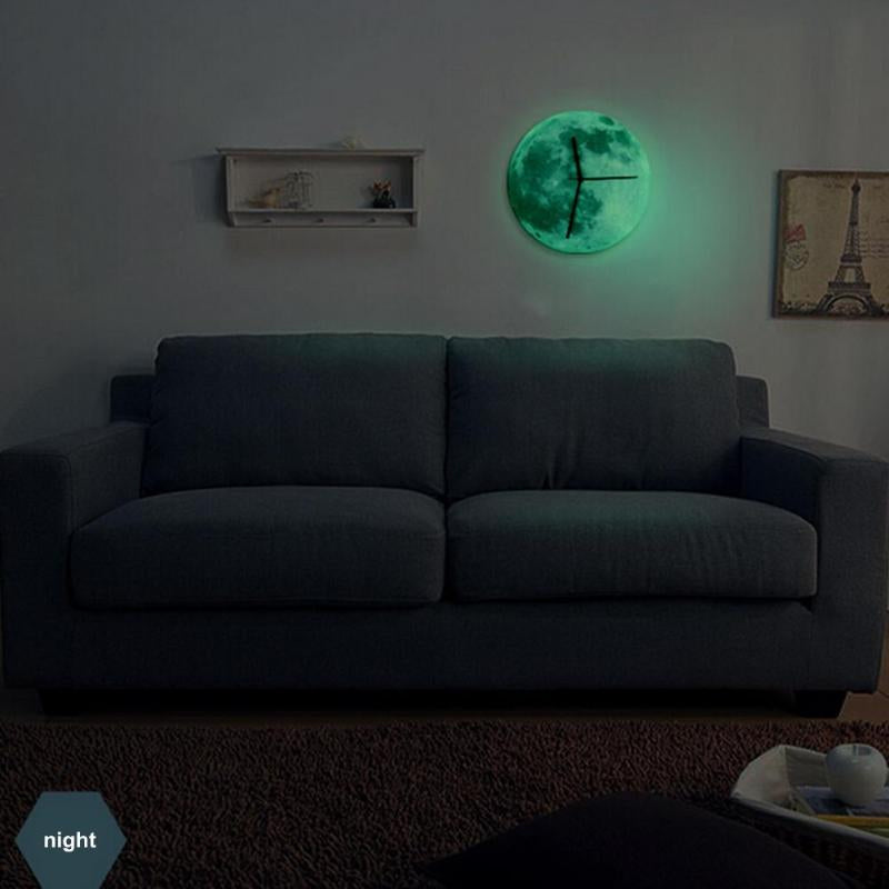 Moon Wall Clock Glow-in-the-Dark | Lunaris Glow Realistic Lunar Design | 30cm Illuminated Wall Decor | Bedroom Living Room Night Light