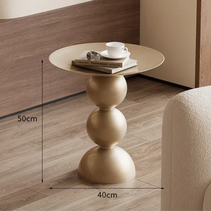 Zanverro Retro Round Side Table | Black Iron Luxury Accent Table | Sofa & Bedroom Nightstand Table