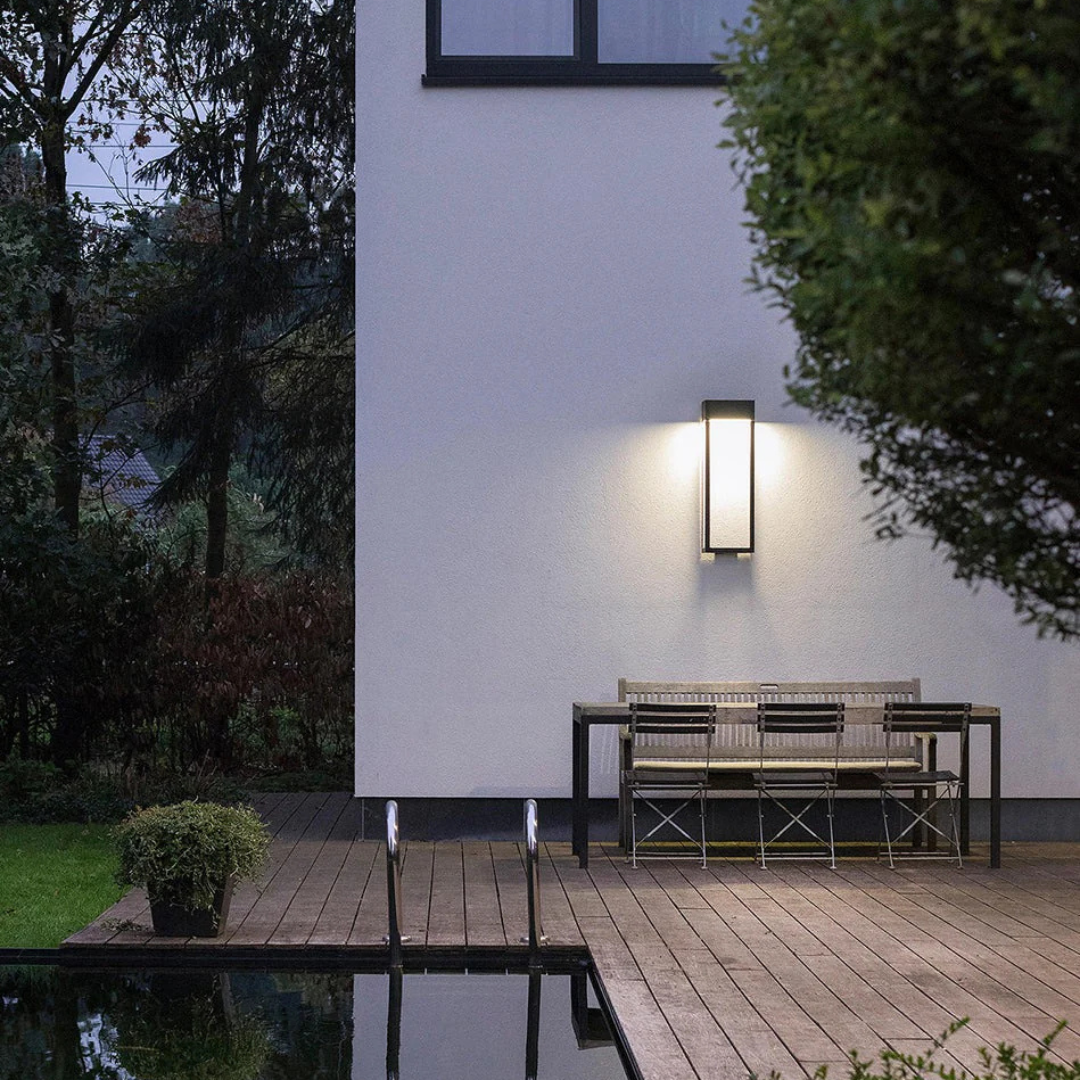 Solar LED Outdoor Wall Lamp for Garden & Terrace | IP65 Waterproof Black Stainless Steel Design | Warm White Outdoor Lighting | Modern Exterior Wall Light