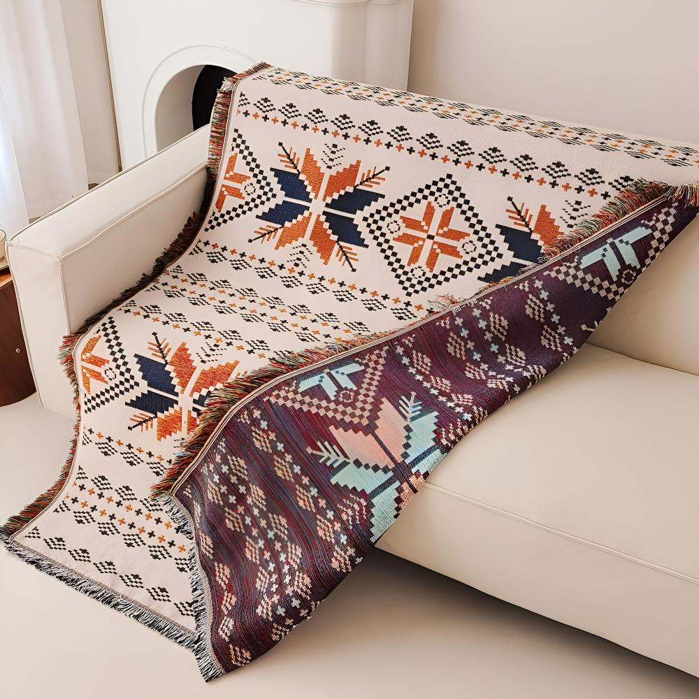 Boho Picnic Blanket Moroccan Pattern | Water-Repellent Microfiber-Cotton Blend | Outdoor Beach Camping Throw | Soft & Durable