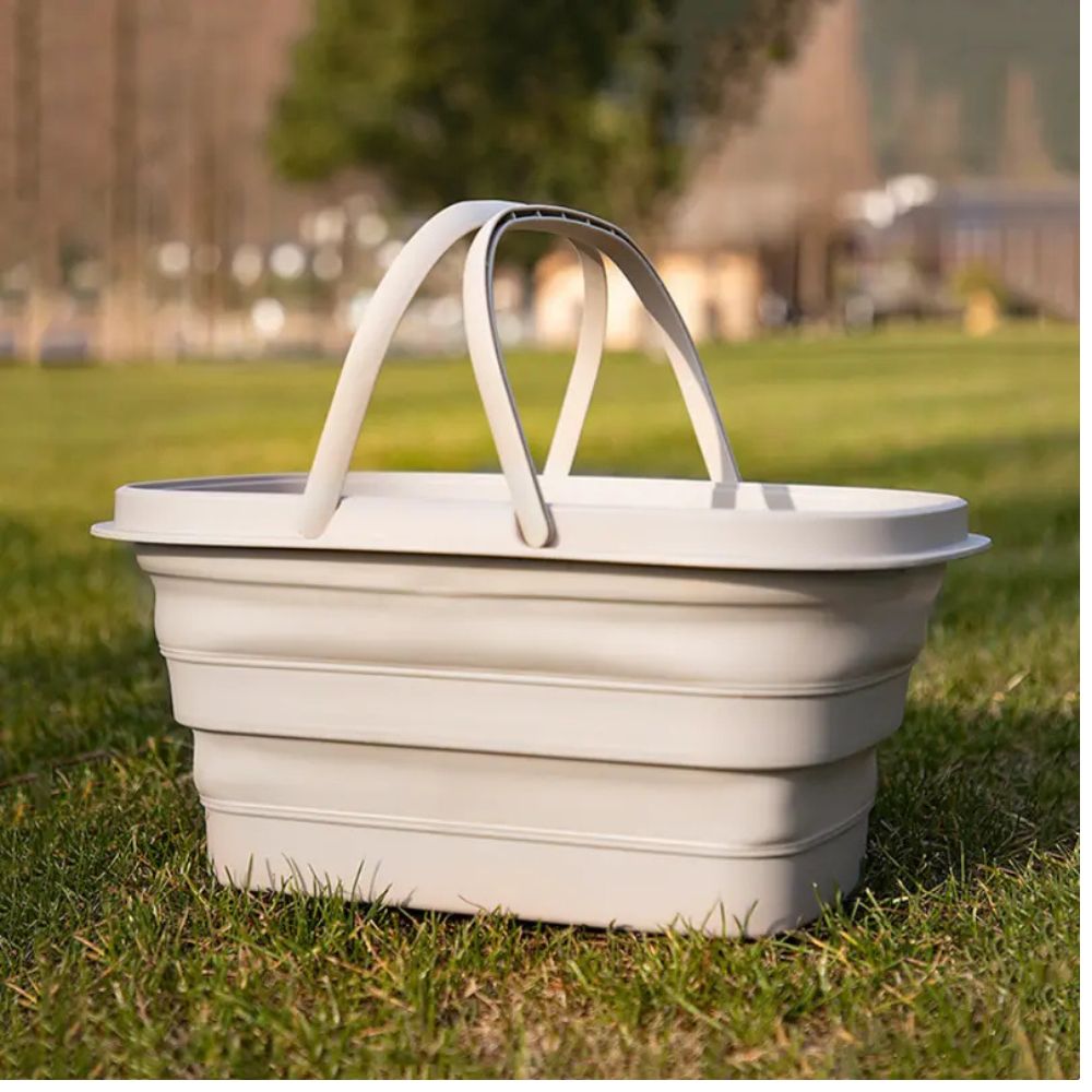 Foldable Camping Basket | Collapsible Self-Standing Plastic Container | Waterproof & Durable | Multi-Purpose Indoor Outdoor