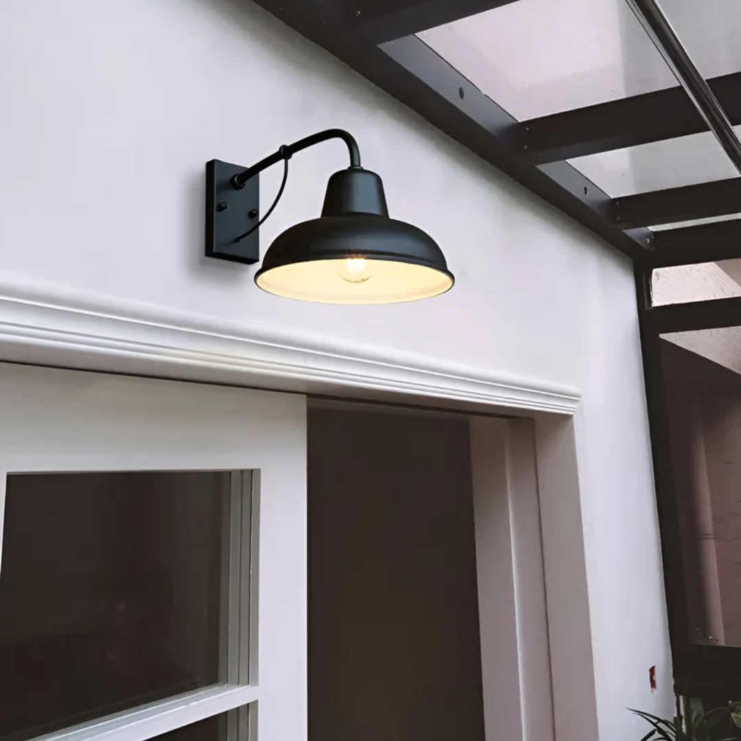 Lyvix Industrial Outdoor Wall Lamp | Vintage Iron Exterior Light | E26 Black Wall Lighting