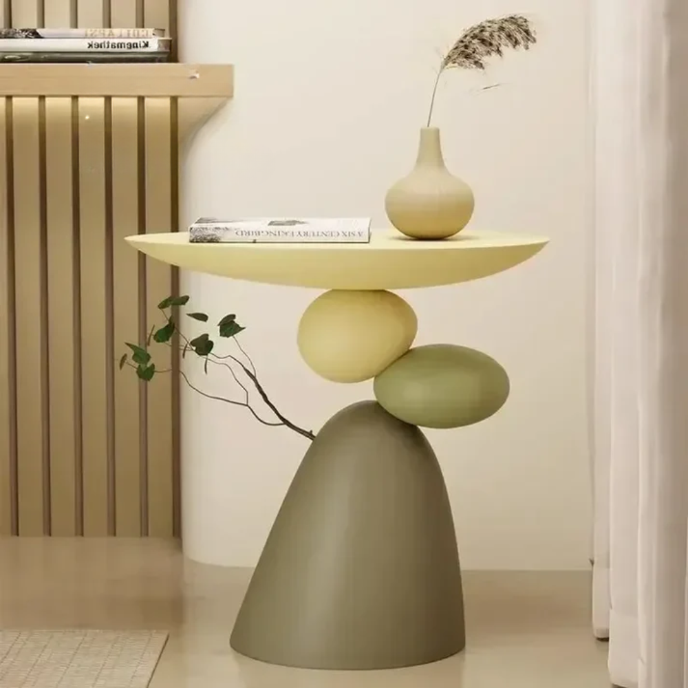 Alvèran Luxury Side Table with Storage | Modern Cream Accent Table for Living Room