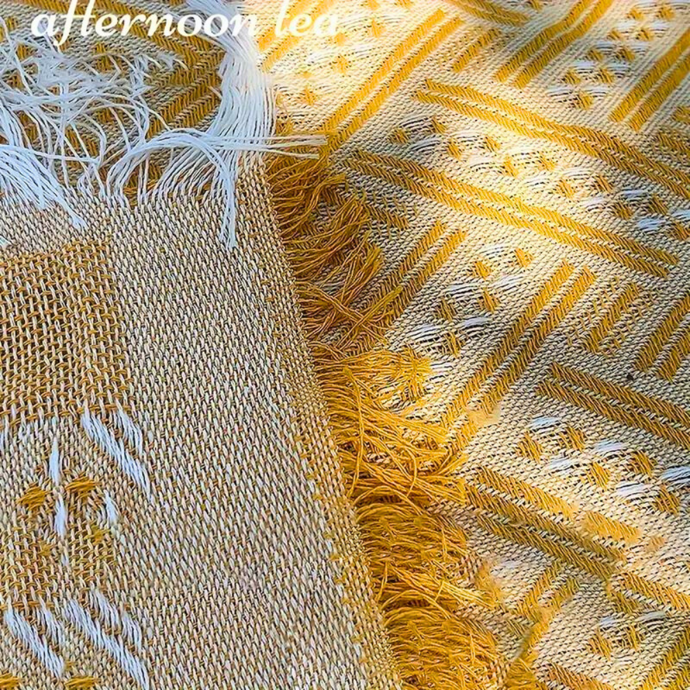 Foldable Picnic Blanket Geometric Pattern | Cotton Blend Twill | Portable Outdoor Beach Mat | Durable Camping Garden Use