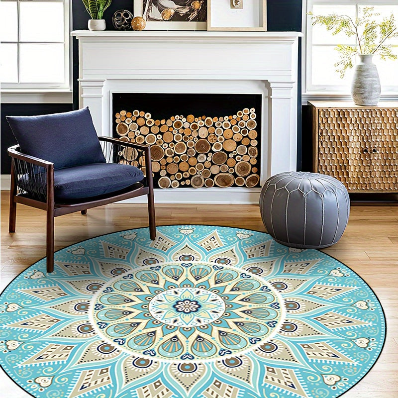 LunaWeave | Elegant Round Mandala Rug | Washable & Non-Slip – Boho Design for Stylish Living Spaces