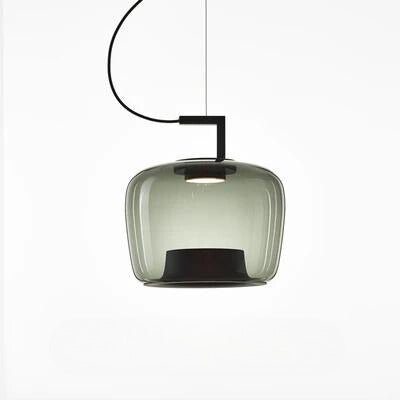 Scandinavian Modern Kitchen Pendant Lamp with Glass Globe | E27 LED Ceiling Light | Iron & Glass Stone | Dining Table Hanging Light