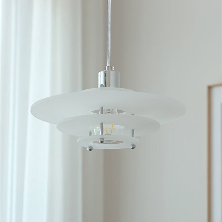 Modern UFO Shaped Pendant Lamp Vintage Style | Acrylic LED Ceiling Light E27/E26 | Minimalist Round Chandelier for Living Room 30cm