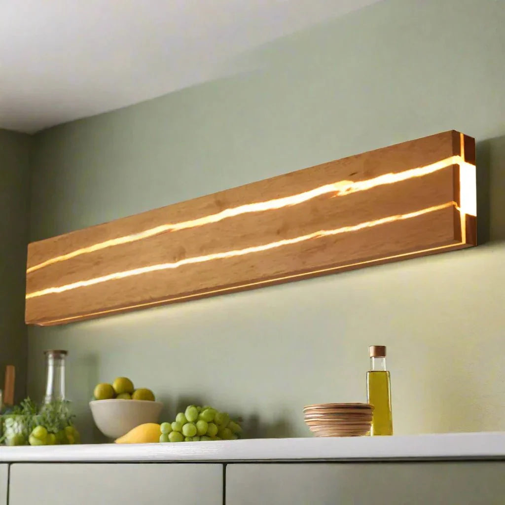 Modern Wooden Crack Wall Sconce LED | Natural Wood & Acrylic Wall Lamp | Ambient Indoor Lighting Ø30/50cm | Home Decor Wall Light