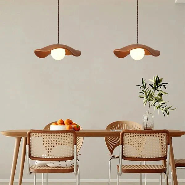 Wabi Sabi Lotus Leaf Pendant Lamp Organic Dining Design | G9 Bulb Base | Metal & Resin | Minimalist Ambient Lighting