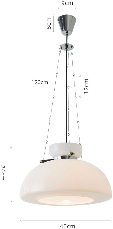Milky Glass Pendant Lamp Modern Vintage Design | E27 LED Hanging Light | Frosted Milky Shade | Metal Ceiling Light | 40cm