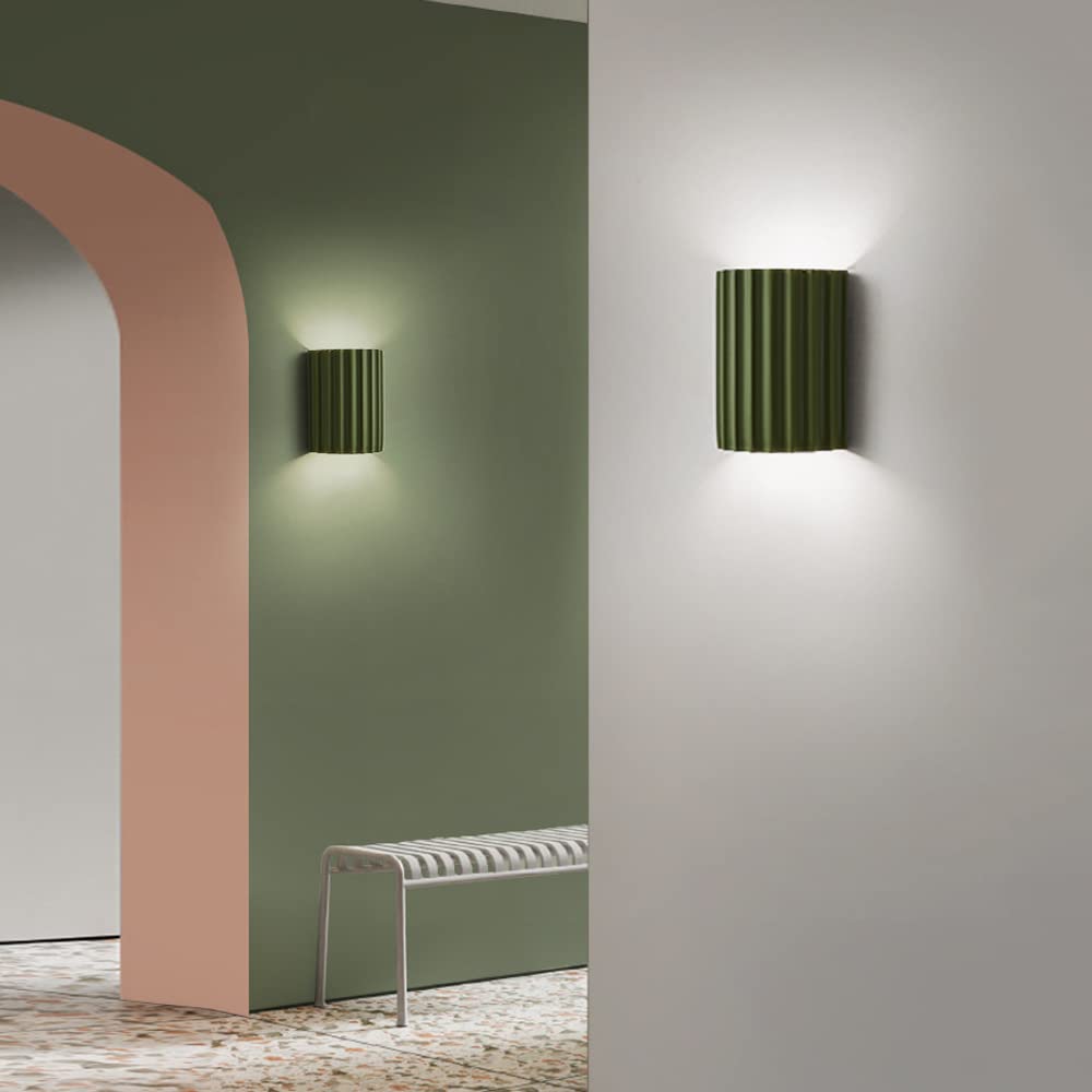 Modern Half-Round Resin Wall Lamp for Living Room | Up & Down Lighting | G9 Dual Light Fixture | Contemporary Indoor Wall Sconce