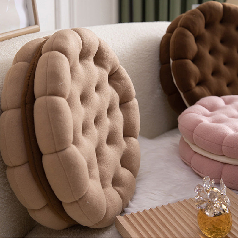 Ownkoti Cute Biscuit Circle Seat Cushion | Soft Round Chair Pad Floor Pillow | Comfortable Cotton Cushion for Home & Office
