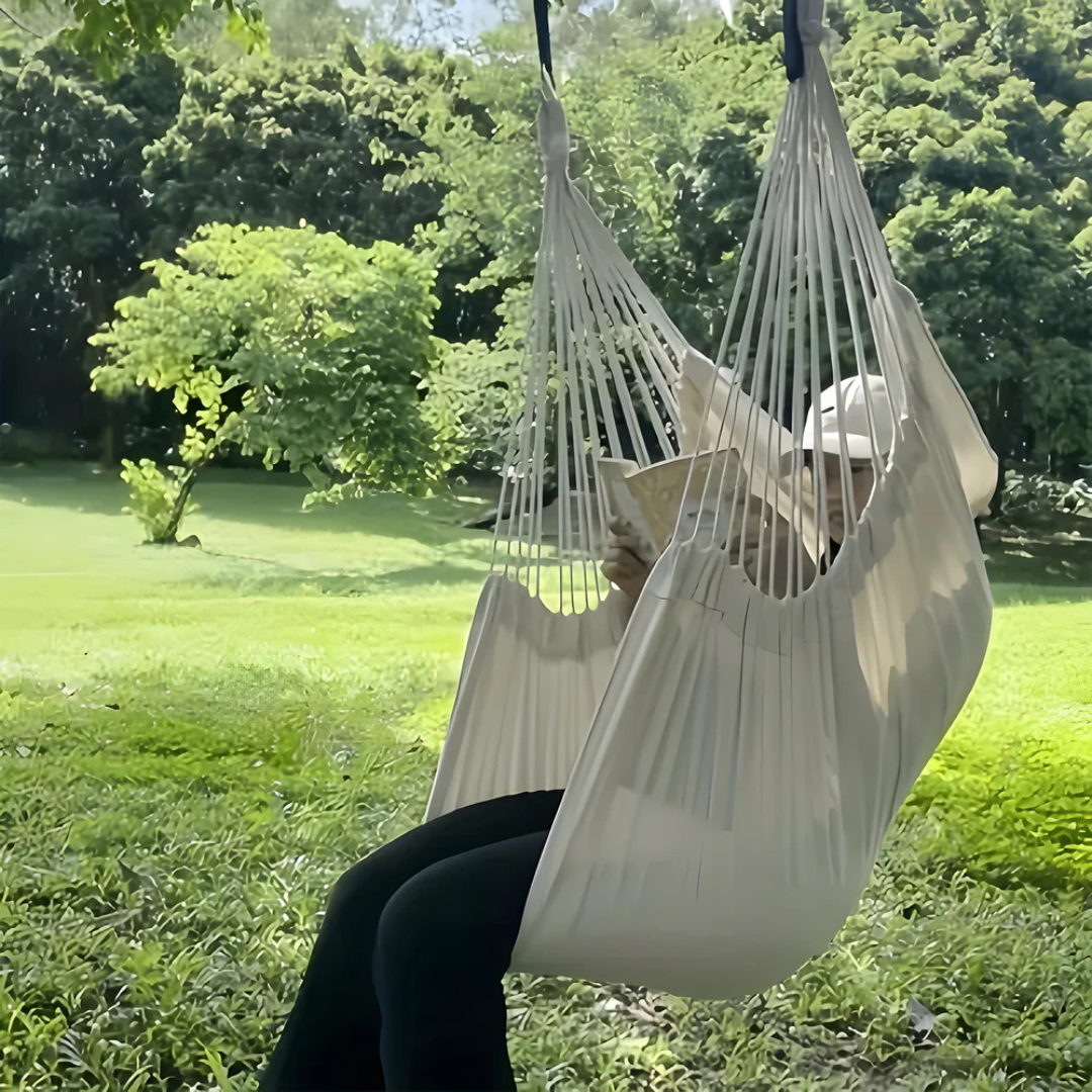 Comfortable Hammock for Garden Balcony Relaxation | Durable Polyester Cotton | 150 kg Capacity | Indoor Outdoor Use