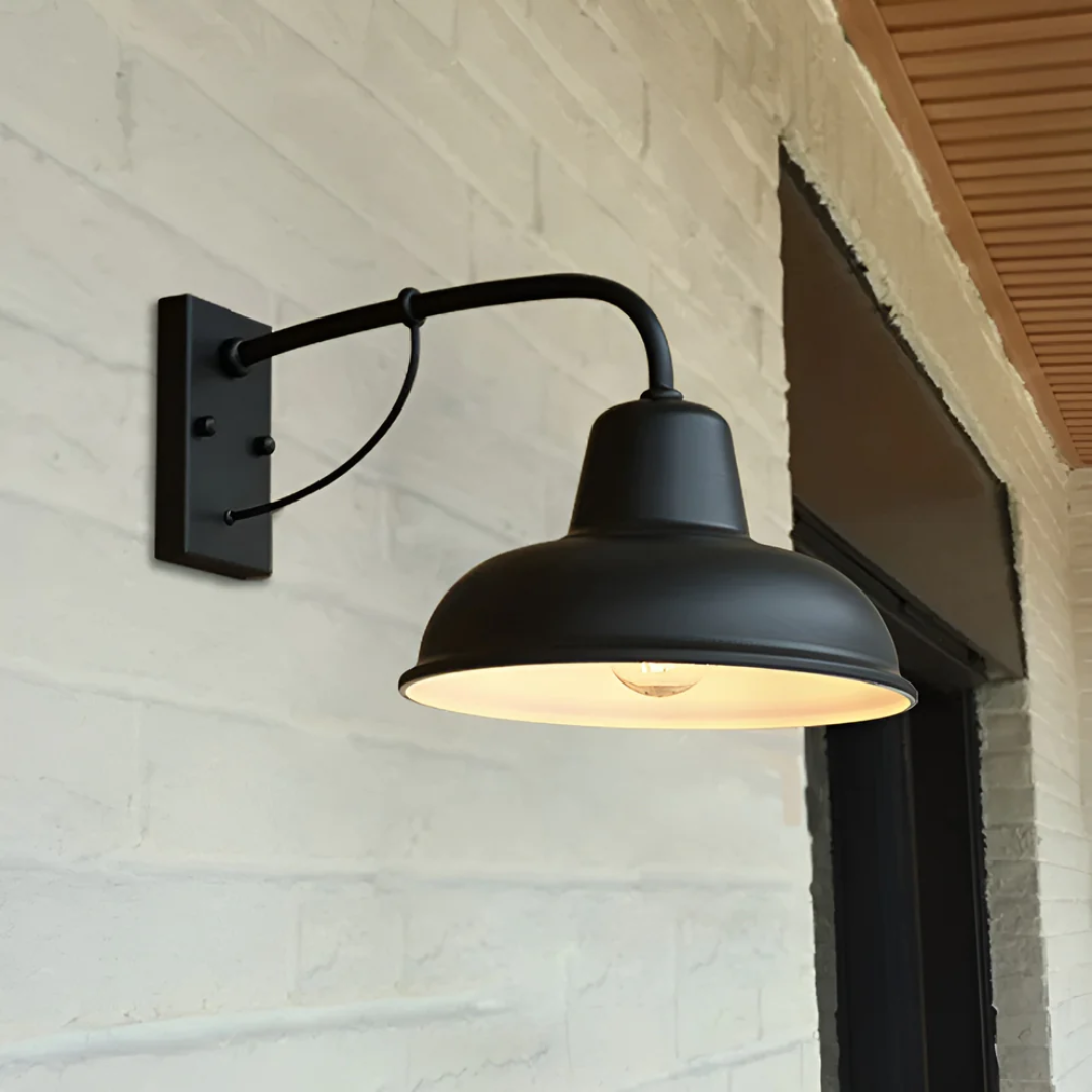 Lyvix Industrial Outdoor Wall Lamp | Vintage Iron Exterior Light | E26 Black Wall Lighting