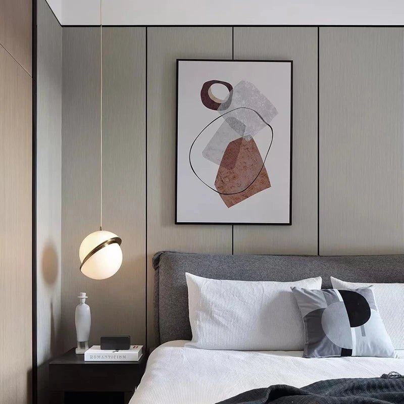 Golden Pendant Lamp Lumaglo Crescent Design | Acrylic Brass Finish | E27 Socket | Elegant Ceiling Lighting for Bedroom Living Room