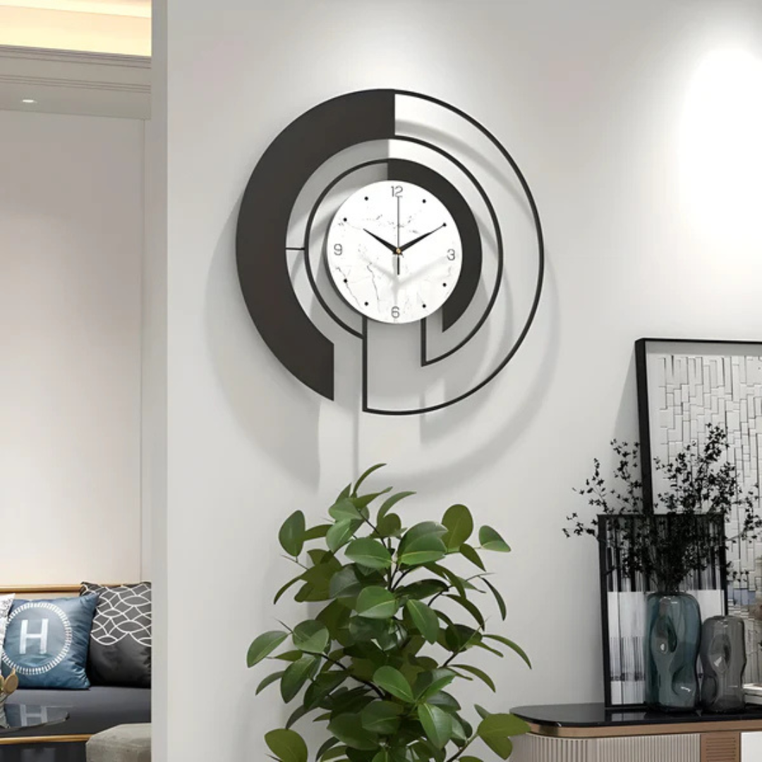 Minimalist Arc Wall Clock | Large Modern Silent Quartz Wall Clock for Living Room & Office | 46 cm Metal Design | Home Decor Statement Piece