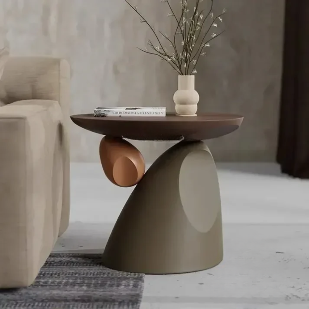 Alvèran Luxury Side Table with Storage | Modern Cream Accent Table for Living Room