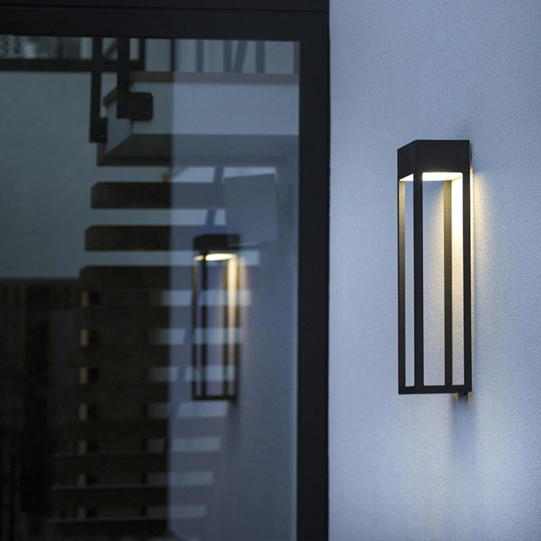 Solar LED Outdoor Wall Lamp for Garden & Terrace | IP65 Waterproof Black Stainless Steel Design | Warm White Outdoor Lighting | Modern Exterior Wall Light