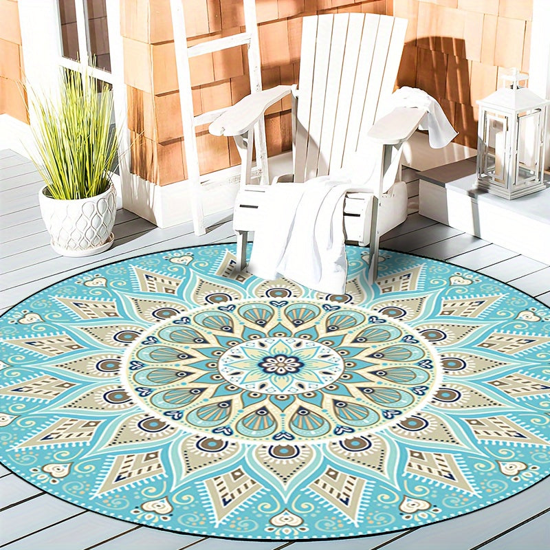 LunaWeave | Elegant Round Mandala Rug | Washable & Non-Slip – Boho Design for Stylish Living Spaces