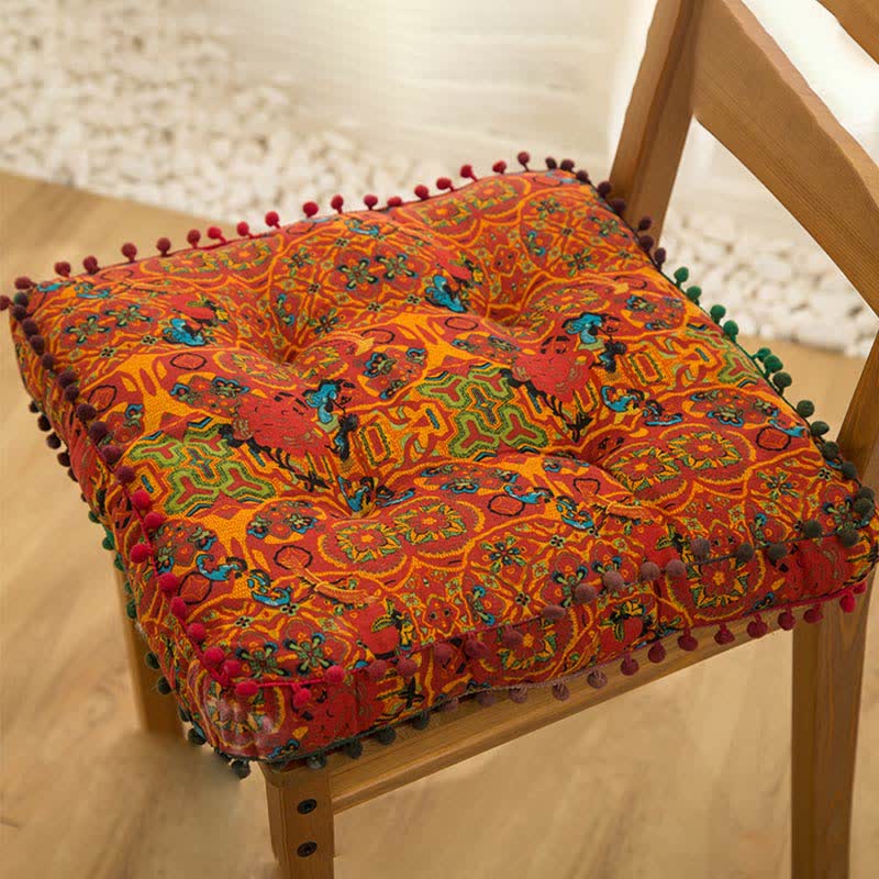 Ownkoti Bohemian Chair Pad Floor Cushion | Soft Cotton Seat Pillow | Comfortable Floor & Chair Cushion for Home and Office
