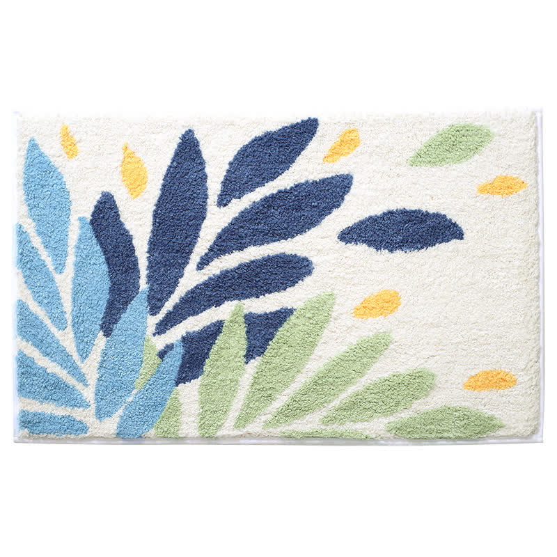Leaf Pattern Non-Slip Bathroom Rug for Bathroom & Kitchen | Soft Absorbent Bath Mat | Polyester Floor Rug