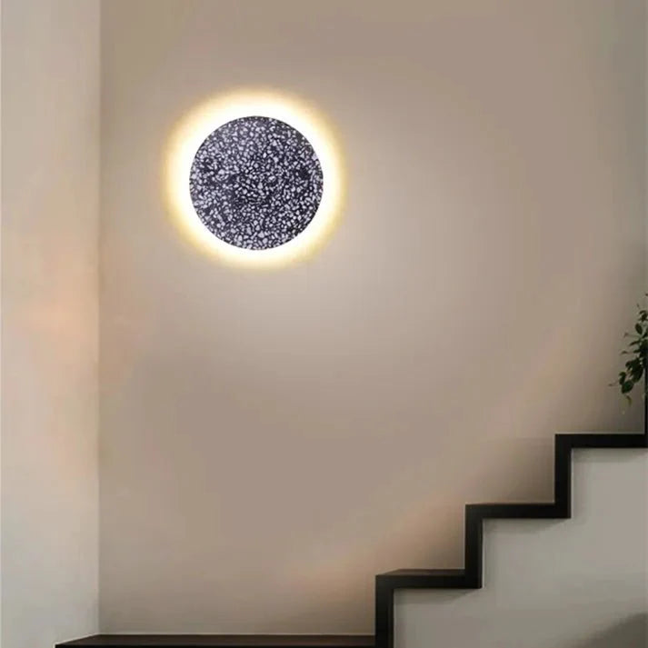 Scandinavian Terrazzo Wall Lamp for Hallway & Staircase | Minimalist Marble Corridor Light | LED Wall Sconce | 18–25cm