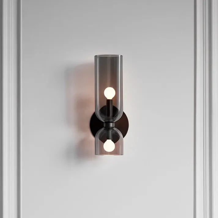 Double Head Glass Wall Lamp LED Sconce | E12 Bulb Base | Glass & Iron | Modern Indoor Lighting